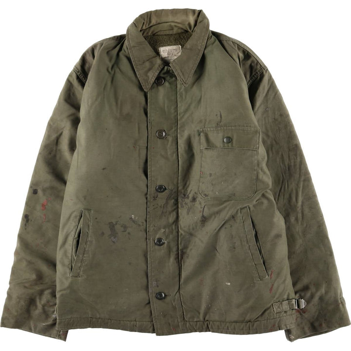 Authentic 1980'S US Navy A-2 Military Deck Jacket, Made in USA, Large (1942-1944), Men's Size L, Vintage Nylon Khaki type Vintage Second Hand