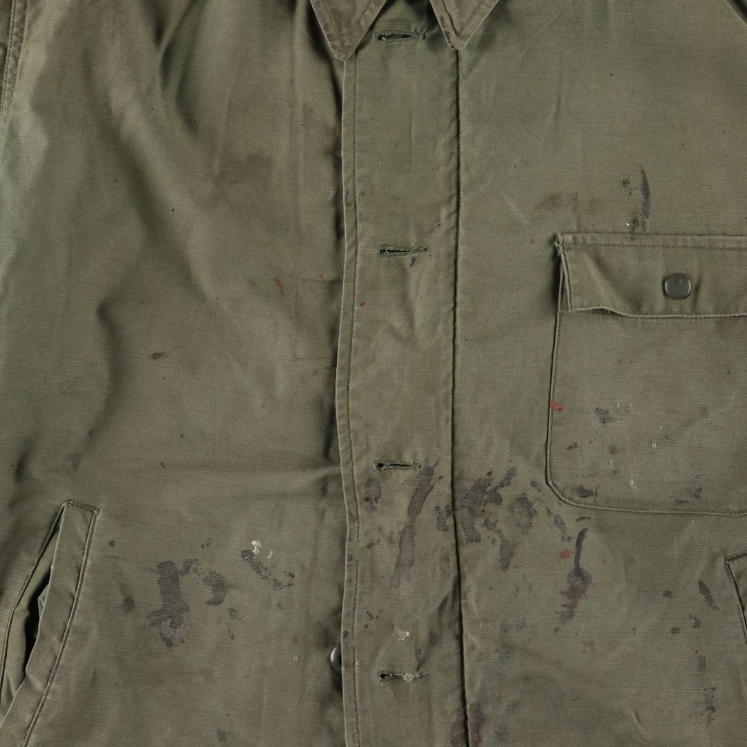 Authentic 1980'S US Navy A-2 Military Deck Jacket, Made in USA, Large (1942-1944), Men's Size L, Vintage Nylon Khaki type Vintage Second Hand