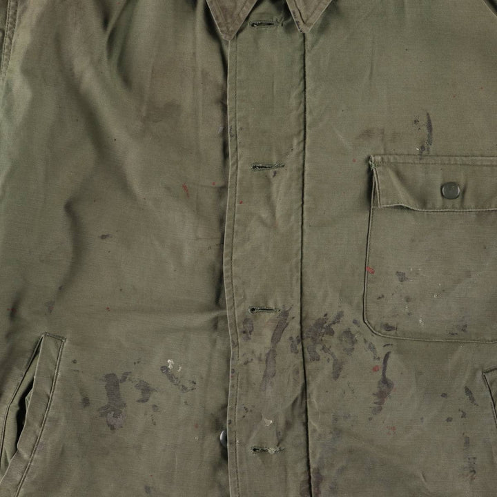 Authentic 1980'S US Navy A-2 Military Deck Jacket, Made in USA, Large (1942-1944), Men's Size L, Vintage Nylon Khaki type Vintage Second Hand