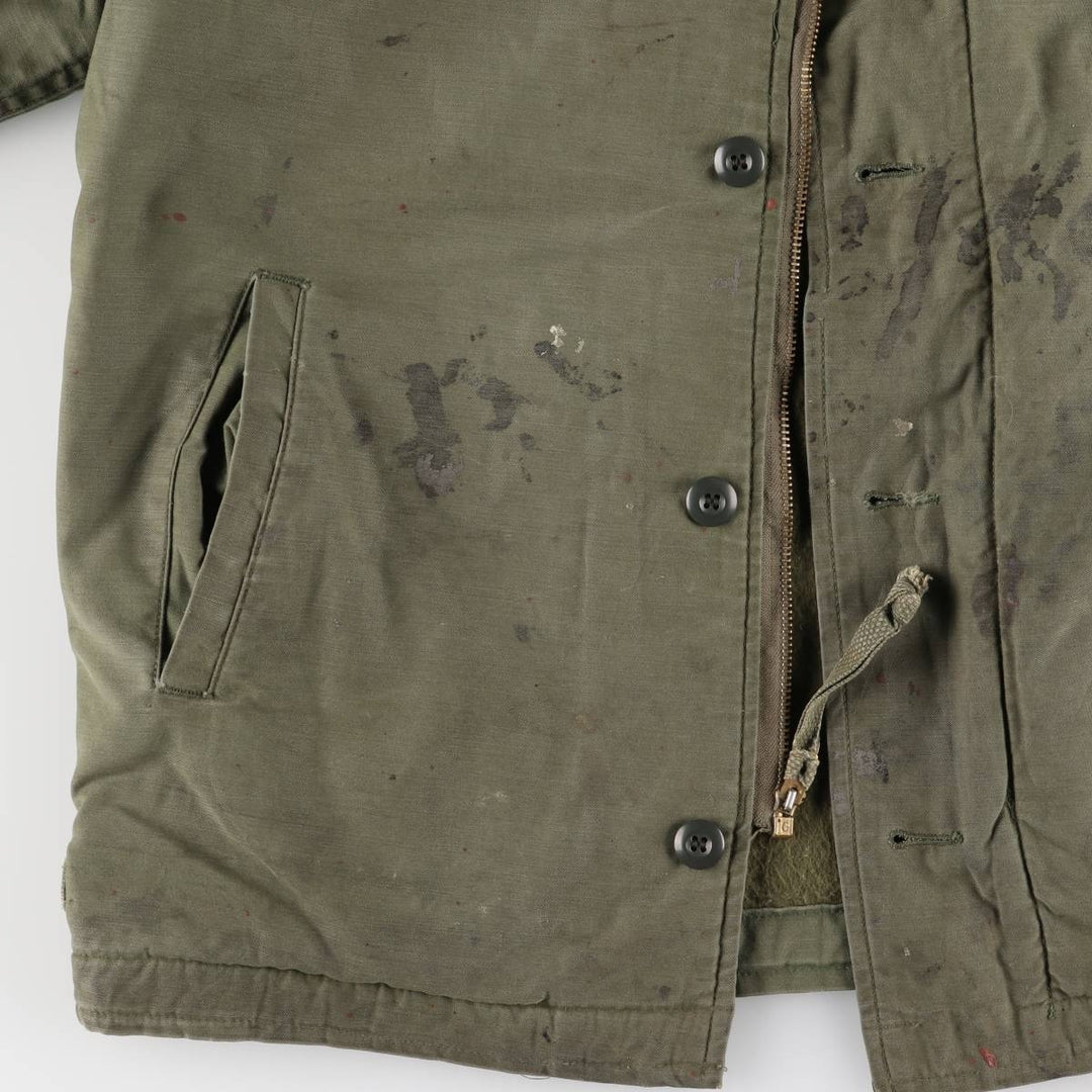 Authentic 1980'S US Navy A-2 Military Deck Jacket, Made in USA, Large (1942-1944), Men's Size L, Vintage Nylon Khaki type Vintage Second Hand