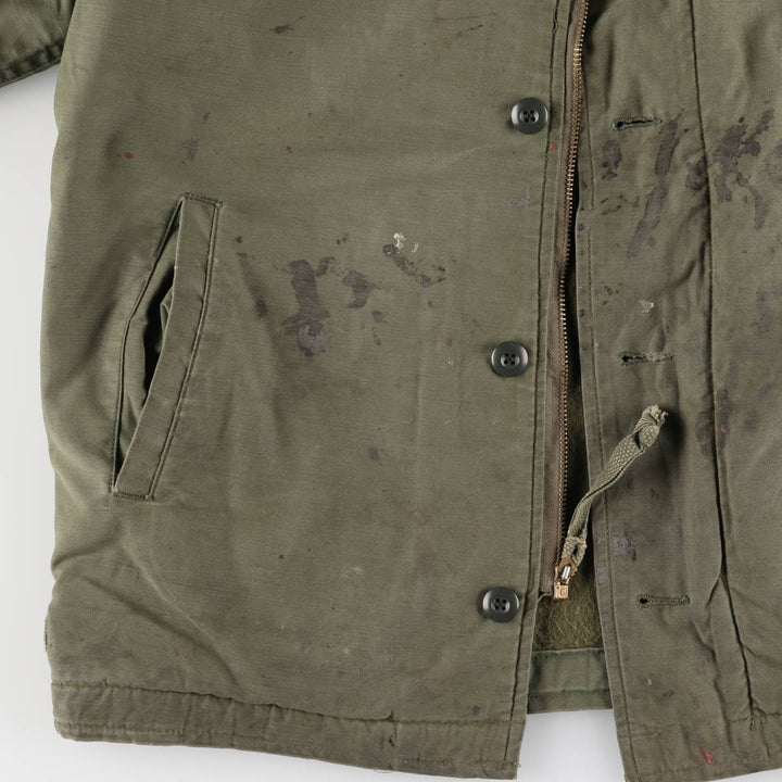 Authentic 1980'S US Navy A-2 Military Deck Jacket, Made in USA, Large (1942-1944), Men's Size L, Vintage Nylon Khaki type Vintage Second Hand
