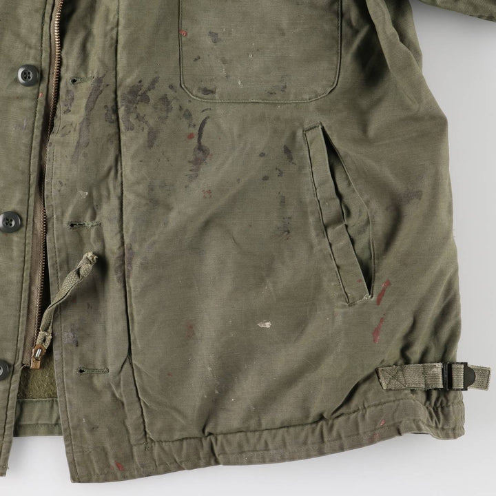Authentic 1980'S US Navy A-2 Military Deck Jacket, Made in USA, Large (1942-1944), Men's Size L, Vintage Nylon Khaki type Vintage Second Hand