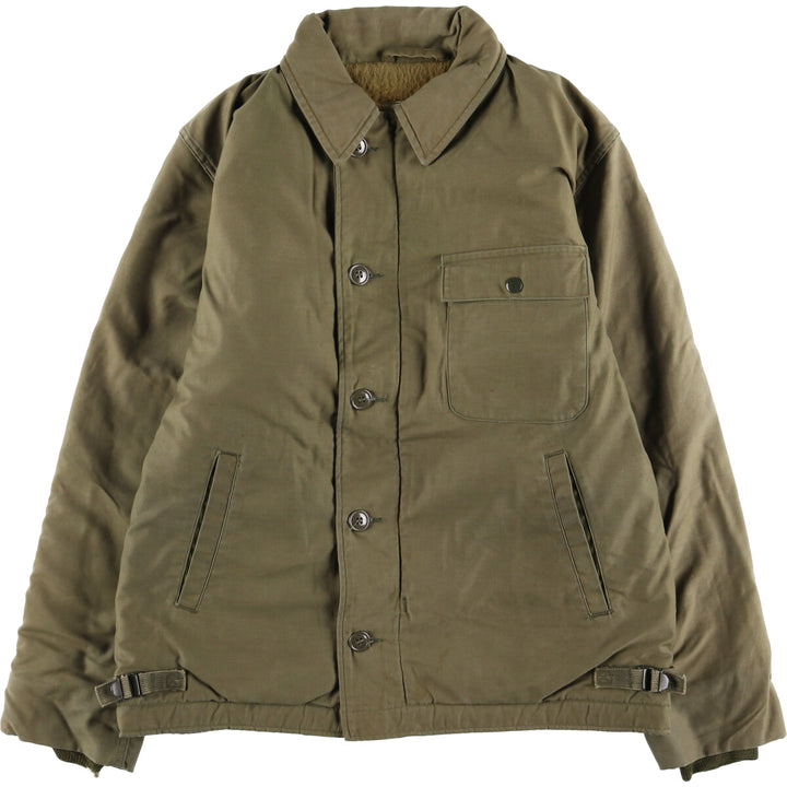 Authentic 1980'S US Navy A-2 Military Deck Jacket, Made in USA, Medium (38-40), Men's Size M, Vintage Nylon Khaki type Vintage Second Hand