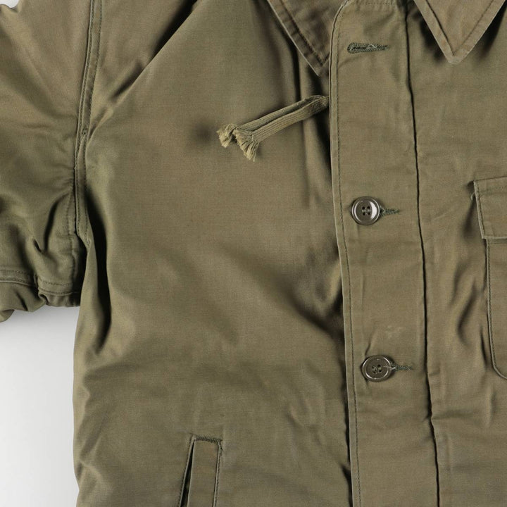 Authentic 1980'S US Navy A-2 Military Deck Jacket, Made in USA, Medium (38-40), Men's Size M, Vintage Nylon Khaki type Vintage Second Hand