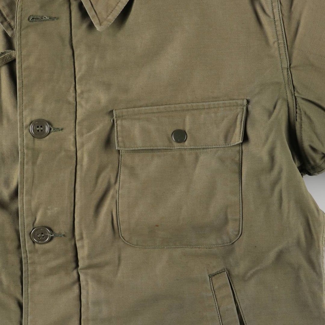 Authentic 1980'S US Navy A-2 Military Deck Jacket, Made in USA, Medium (38-40), Men's Size M, Vintage Nylon Khaki type Vintage Second Hand