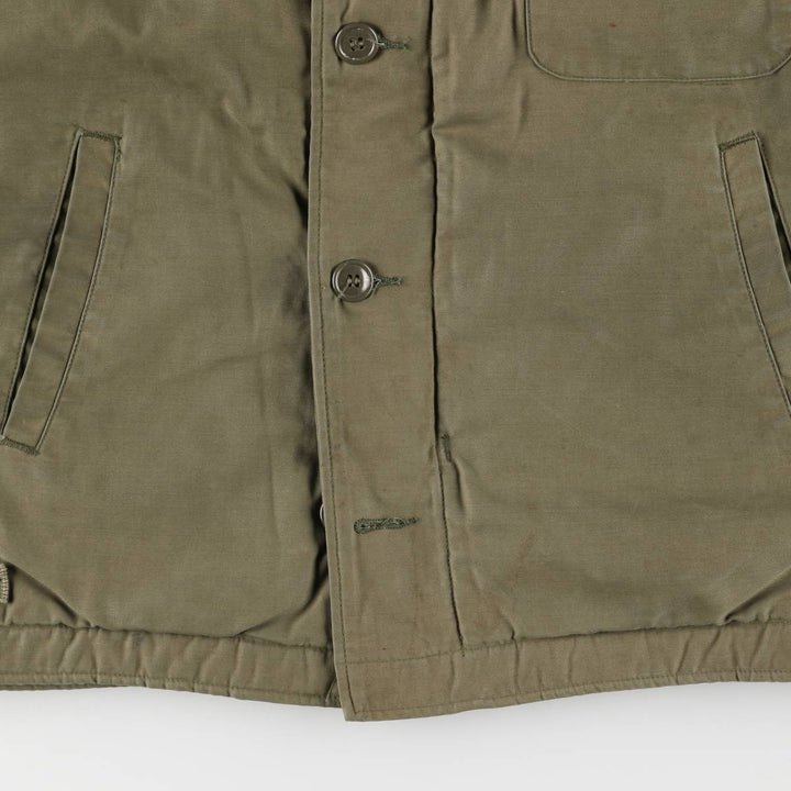 Authentic 1980'S US Navy A-2 Military Deck Jacket, Made in USA, Medium (38-40), Men's Size M, Vintage Nylon Khaki type Vintage Second Hand