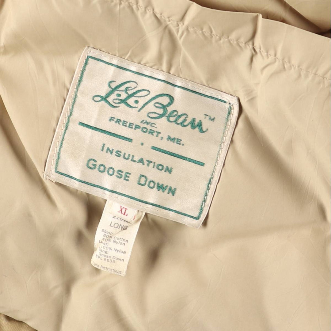 1960'S LLBean Goose Down Mackinaw Jacket with Cursive White Tag, Men's XL cotton Beige type Vintage Second Hand