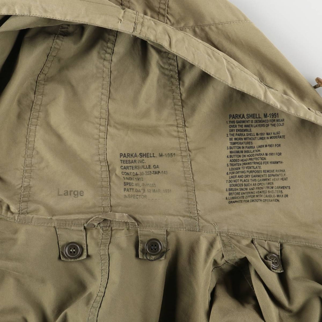 Authentic 1950'S US Military M-51 Custom Field Parka/Mod Coat, Made in USA, Large, Men's Size L, Vintage unclear Khaki type Vintage Second Hand