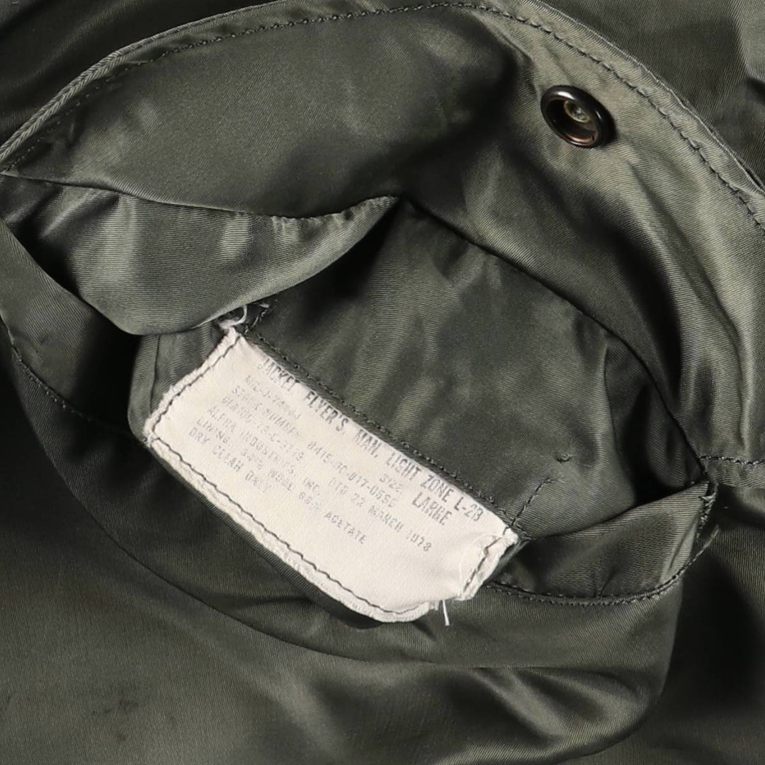 Vintage US Army L-2B Military Flight Jacket, Large, Men's Size L unclear Khaki type Vintage Second Hand
