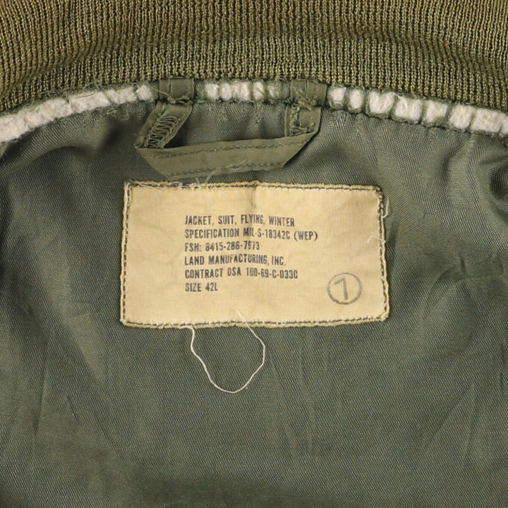 1960'S US Navy G-8 WEP Military Flight Jacket, Made in USA, Size 42L, Men's Size L, Vintage unclear Khaki type Vintage Second Hand