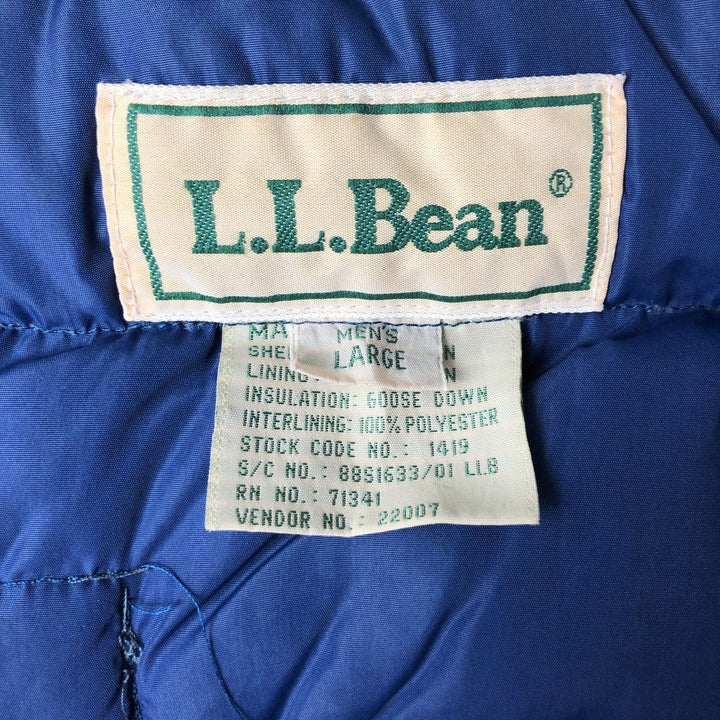 Special Price: 80s-90'S Vintage LL Bean Goose Down Vest, Men's Size L Nylon blue type Vintage Second Hand