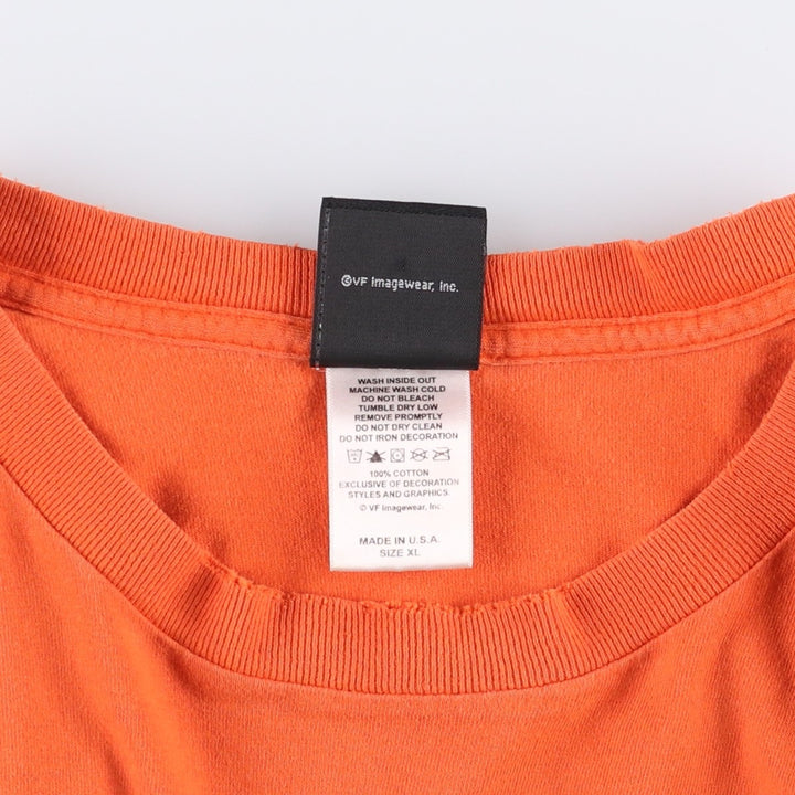 2000'S Harley-Davidson Pin-Up Girl Fire Pattern Long Sleeve T-Shirt, Made in USA, Men's Size XL cotton orange type Vintage Second Hand