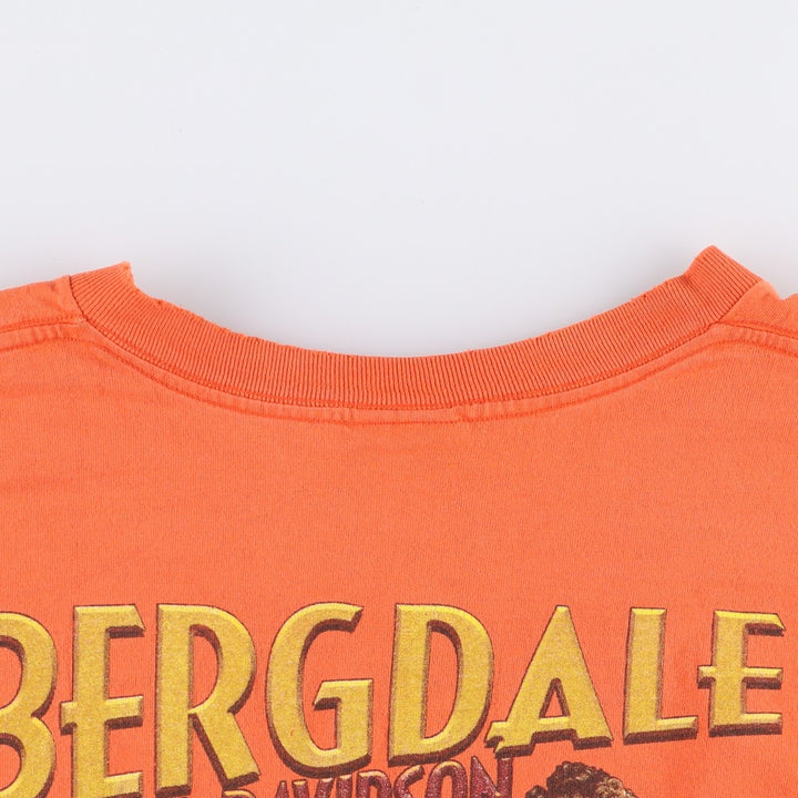 2000'S Harley-Davidson Pin-Up Girl Fire Pattern Long Sleeve T-Shirt, Made in USA, Men's Size XL cotton orange type Vintage Second Hand