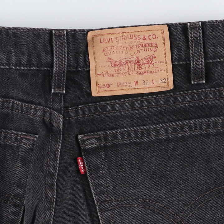 90'S Levi's 00550-0260 Relaxed Fit Tapered Leg Black Denim Pants, Made in USA, Men's Size W30 cotton black type Vintage Second Hand