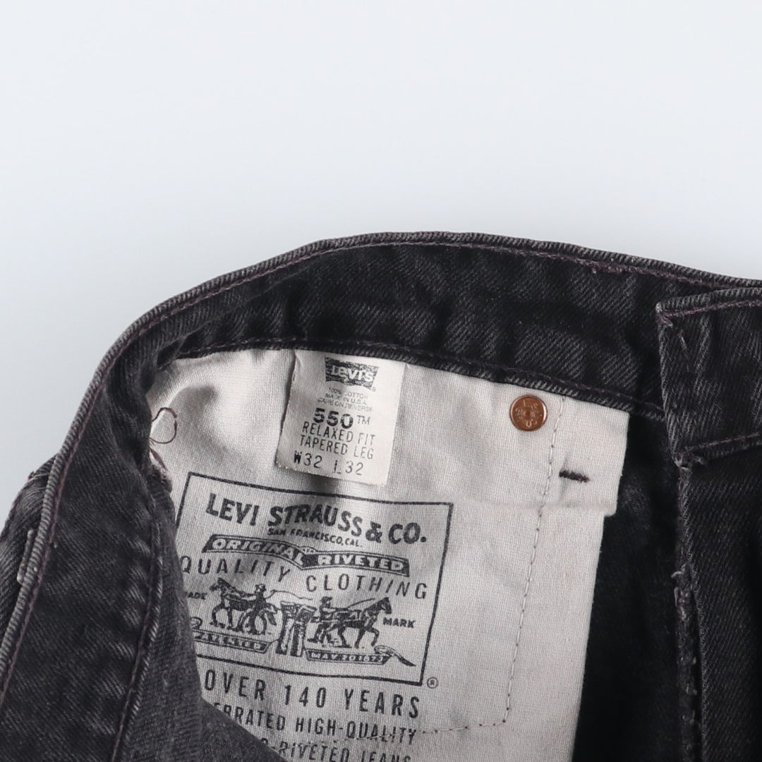 90'S Levi's 00550-0260 Relaxed Fit Tapered Leg Black Denim Pants, Made in USA, Men's Size W30 cotton black type Vintage Second Hand