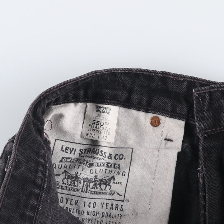 90'S Levi's 00550-0260 Relaxed Fit Tapered Leg Black Denim Pants, Made in USA, Men's Size W30 cotton black type Vintage Second Hand
