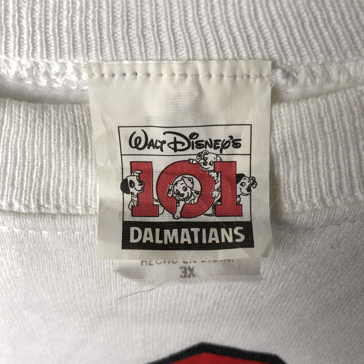 90'S Big Size 101 Dalmatians Large Print Character Sweatshirt, Made in USA, Men's Size XXXL cotton white type Vintage Second Hand