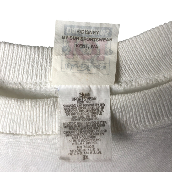 90'S Big Size 101 Dalmatians Large Print Character Sweatshirt, Made in USA, Men's Size XXXL cotton white type Vintage Second Hand