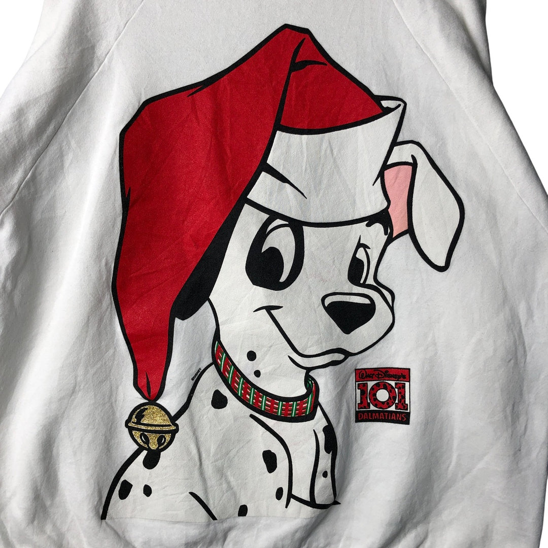 90'S Big Size 101 Dalmatians Large Print Character Sweatshirt, Made in USA, Men's Size XXXL cotton white type Vintage Second Hand
