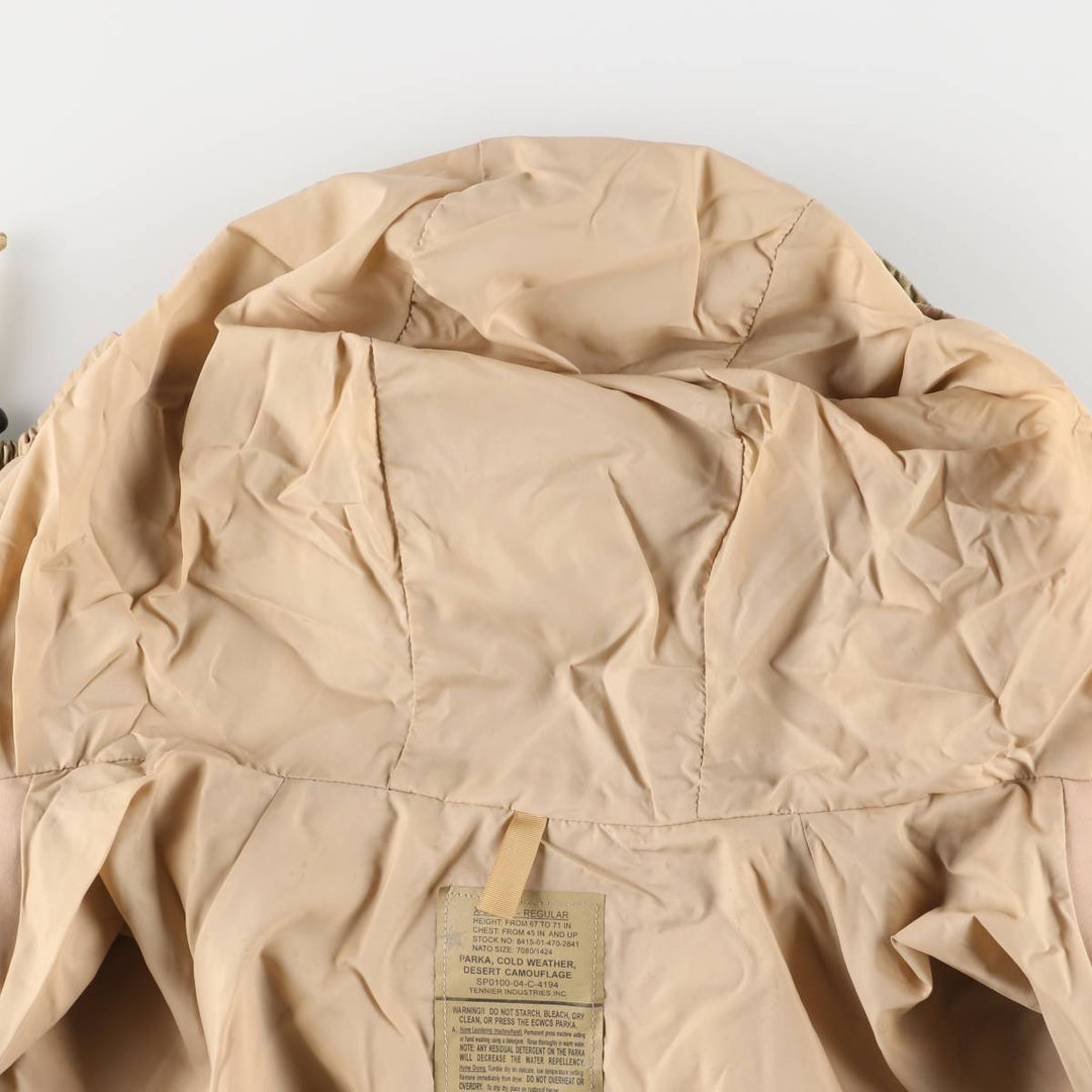 Authentic 2000'S US Military Camouflage Pattern 3C Desert Camo ECWCS 1st Gen Late Model Military Gore-Tex Parka, Made in USA, Size X-LARGE-REGULAR unclear Beige type Vintage Second Hand