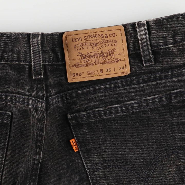 90'S Levi's Relaxed Fit Black Denim Tapered Denim Pants with Orange Tabs, Made in USA, Men's Size 34 cotton black type Vintage Second Hand