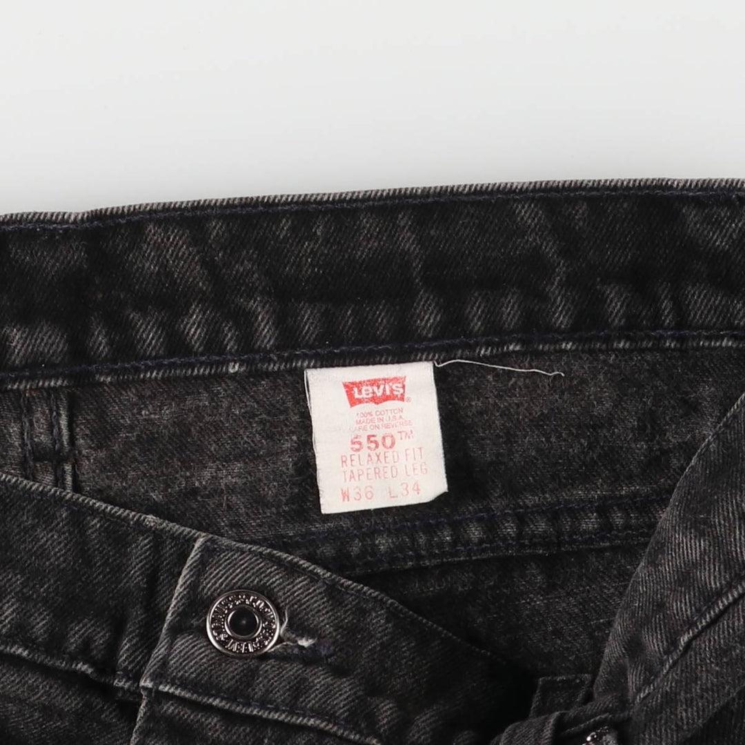 90'S Levi's Relaxed Fit Black Denim Tapered Denim Pants with Orange Tabs, Made in USA, Men's Size 34 cotton black type Vintage Second Hand