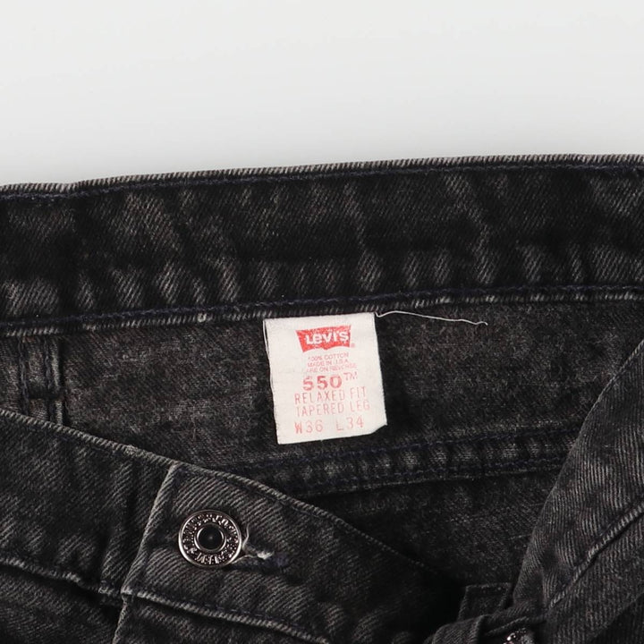 90'S Levi's Relaxed Fit Black Denim Tapered Denim Pants with Orange Tabs, Made in USA, Men's Size 34 cotton black type Vintage Second Hand
