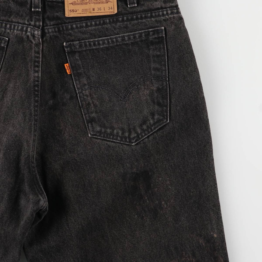 90'S Levi's Relaxed Fit Black Denim Tapered Denim Pants with Orange Tabs, Made in USA, Men's Size 34 cotton black type Vintage Second Hand