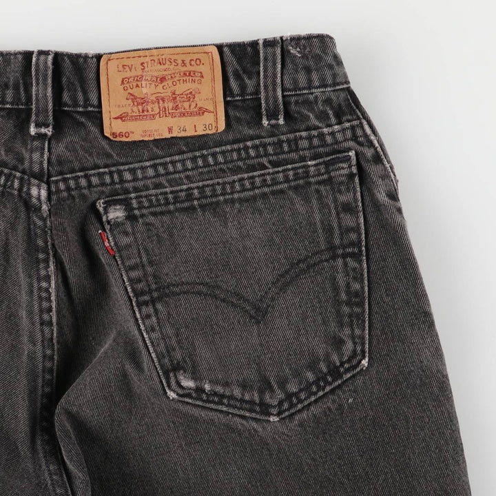 Vintage 90'S Levi's 0560-0260 Loose Fit Tapered Leg Black Denim Pants, Made in USA, Size 34, Size 30, Size L cotton black type Vintage Second Hand