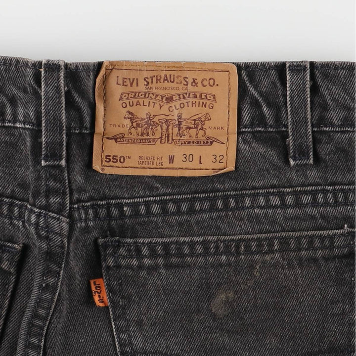 90'S Levi's 40550-4159 Orange Tab Black Denim Tapered Denim Pants, Made in USA, Men's Size W29 cotton black type Vintage Second Hand