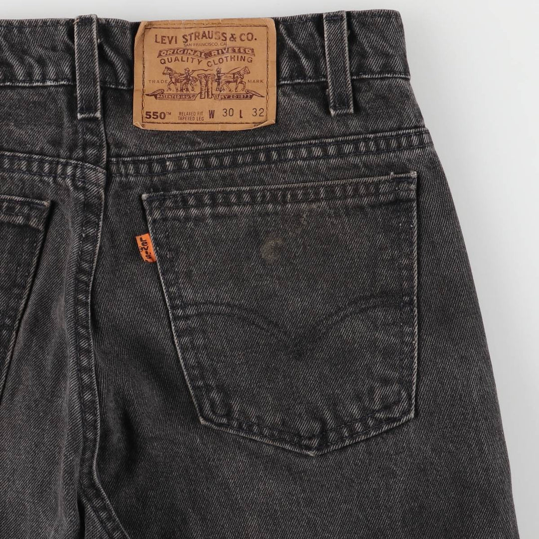 90'S Levi's 40550-4159 Orange Tab Black Denim Tapered Denim Pants, Made in USA, Men's Size W29 cotton black type Vintage Second Hand