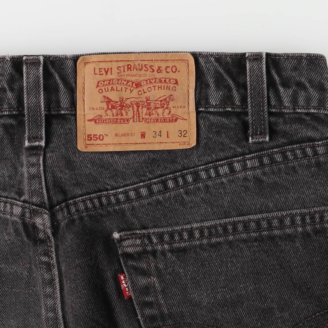 90'S Levi's 00550-0260 Relaxed Fit Black Denim Tapered Denim Pants, Made in the USA, Men's Size 32 (Vintage) cotton black type Vintage Second Hand