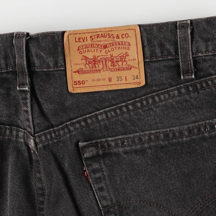 90'S Levi's 550-0260 Relaxed Fit Tapered Black Denim Pants, Made in the USA, Men's Size 34 (Vintage) cotton black type Vintage Second Hand