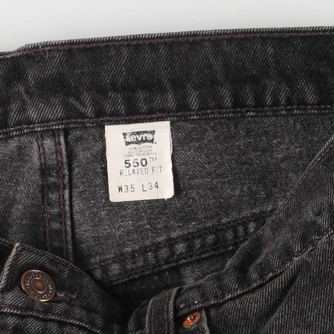 90'S Levi's 550-0260 Relaxed Fit Tapered Black Denim Pants, Made in the USA, Men's Size 34 (Vintage) cotton black type Vintage Second Hand
