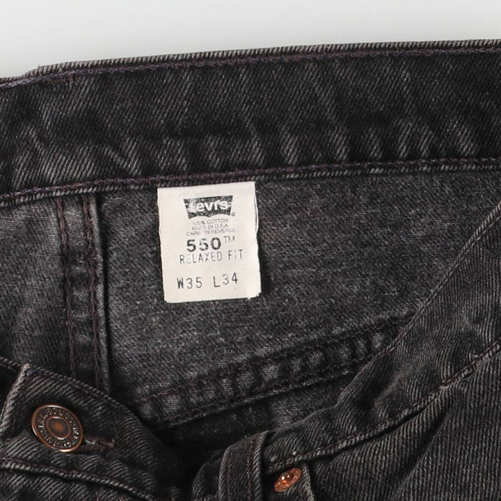 90'S Levi's 550-0260 Relaxed Fit Tapered Black Denim Pants, Made in the USA, Men's Size 34 (Vintage) cotton black type Vintage Second Hand