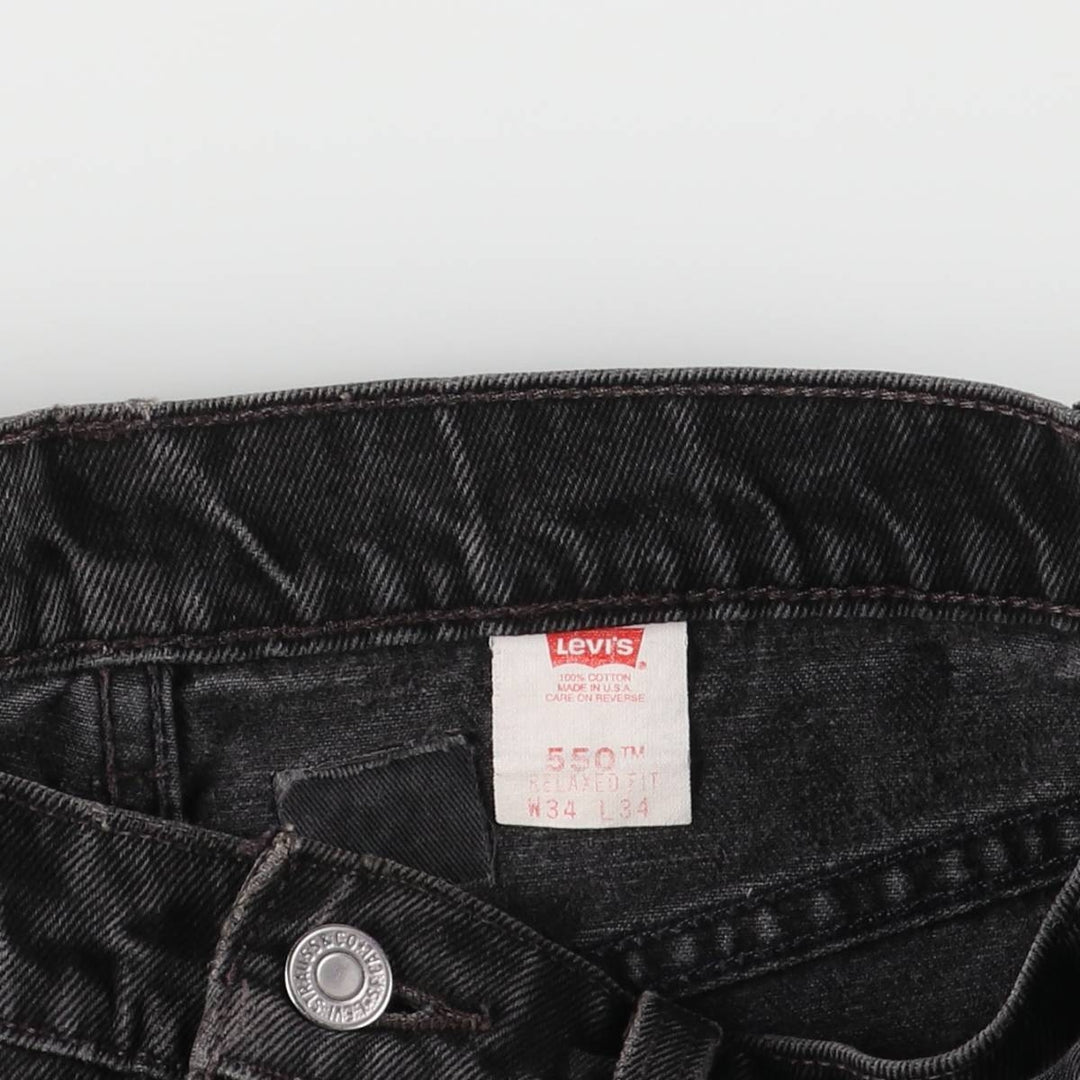 90'S Levi's 00550-0260 Relaxed Fit Black Denim Tapered Denim Pants, Made in the USA, Men's Size 32 (Vintage) cotton black type Vintage Second Hand