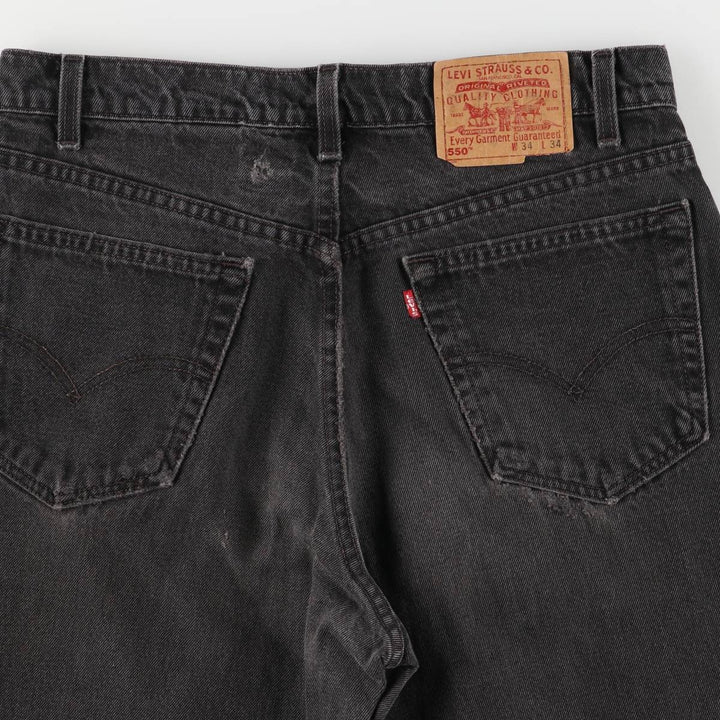90'S Levi's 00550-0260 Relaxed Fit Black Denim Tapered Denim Pants, Made in the USA, Men's Size 32 (Vintage) cotton black type Vintage Second Hand