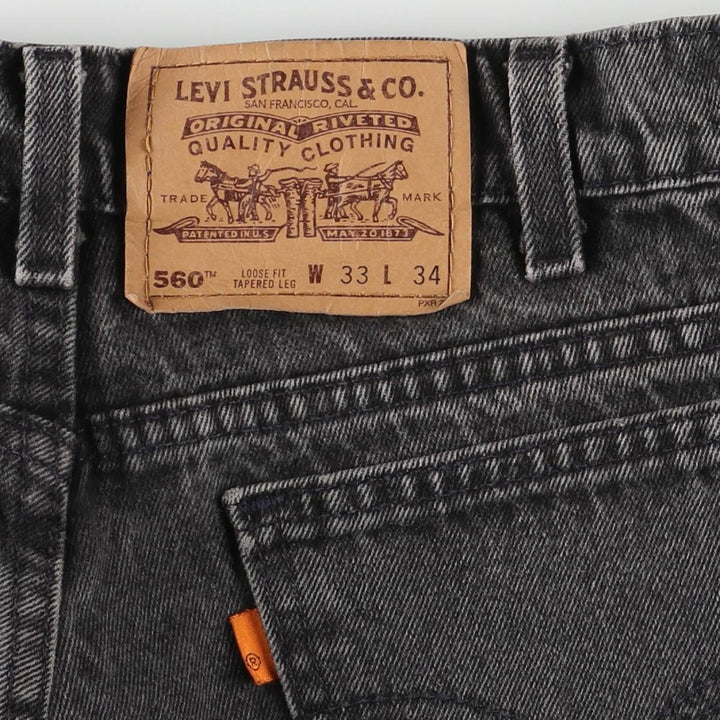 90'S Levi's 42560-4159 Orange Tab Black Denim Tapered Denim Pants, Made in USA, Men's Size W30 cotton black type Vintage Second Hand