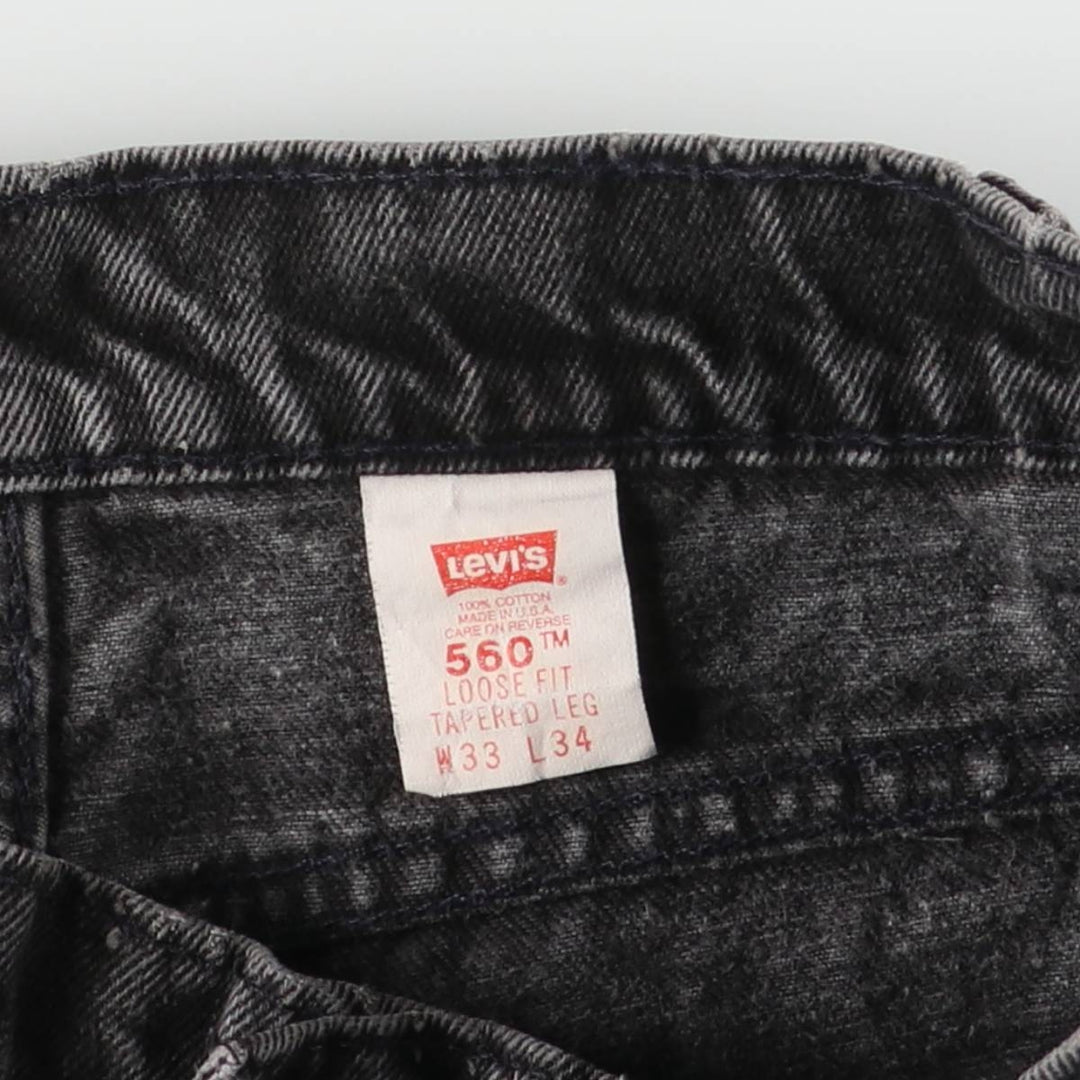 90'S Levi's 42560-4159 Orange Tab Black Denim Tapered Denim Pants, Made in USA, Men's Size W30 cotton black type Vintage Second Hand