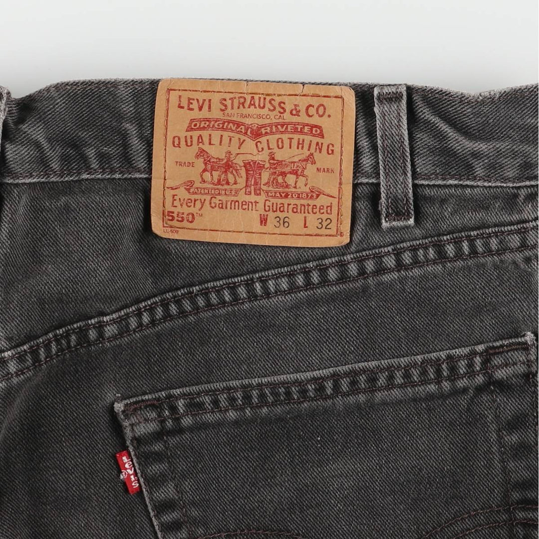 2000'S Levi's 550 Relaxed Fit Tapered Black Denim Pants, Made in the USA, Men's Size 35 cotton black type Vintage Second Hand