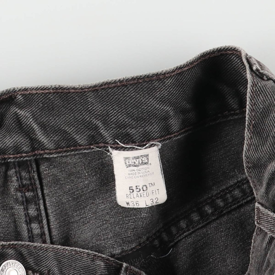 2000'S Levi's 550 Relaxed Fit Tapered Black Denim Pants, Made in the USA, Men's Size 35 cotton black type Vintage Second Hand