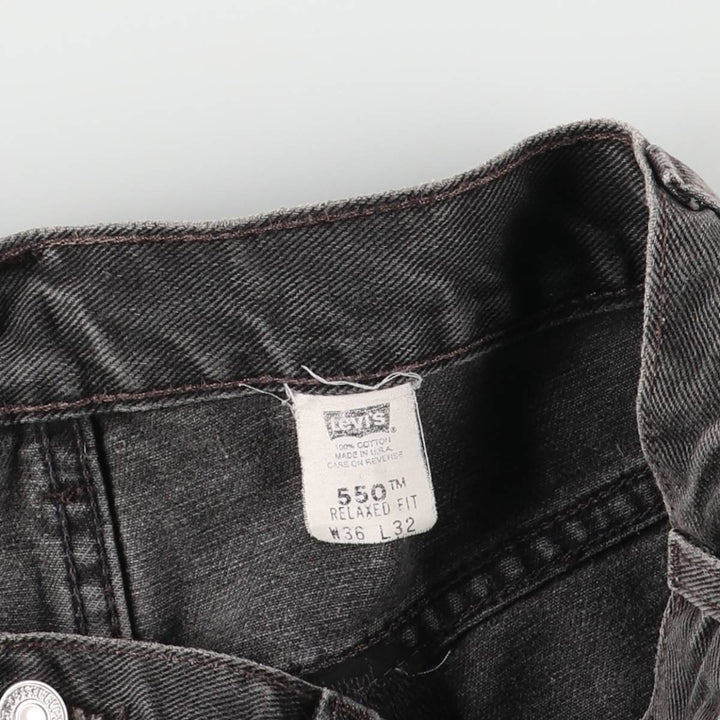 2000'S Levi's 550 Relaxed Fit Tapered Black Denim Pants, Made in the USA, Men's Size 35 cotton black type Vintage Second Hand