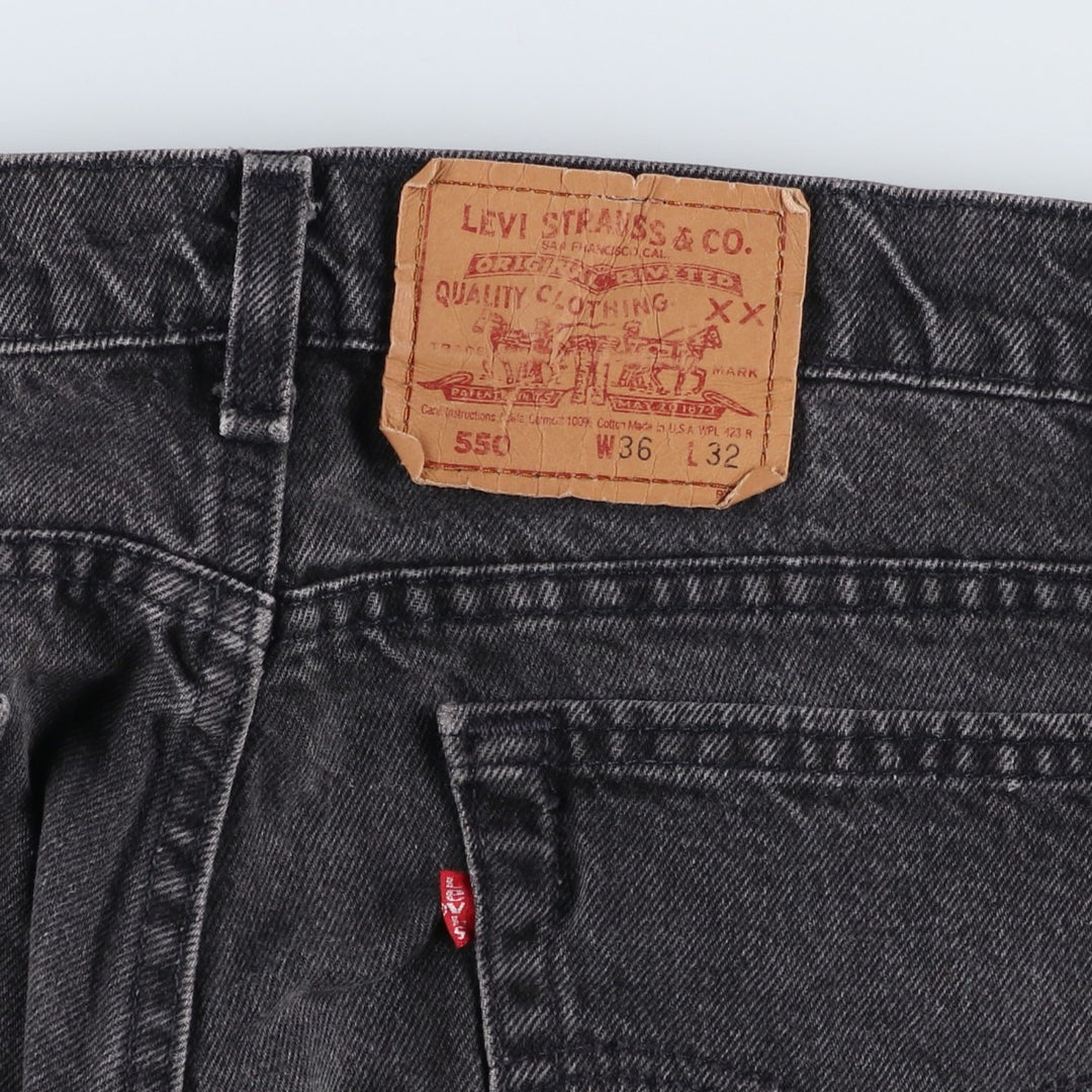 90'S Levi's 550-0260 Black Denim Tapered Denim Pants, Made in USA, Men's Size 36, Vintage cotton black type Vintage Second Hand