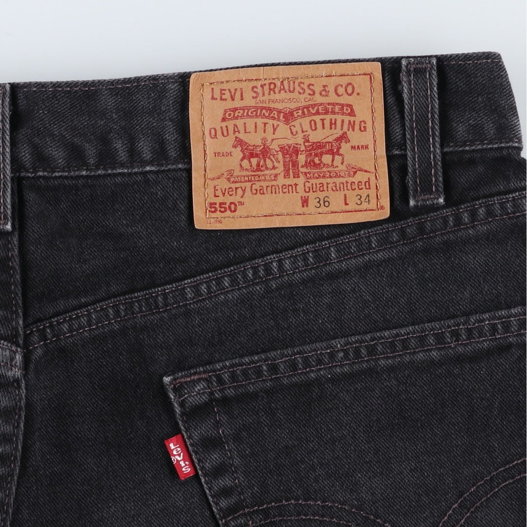 90'S Levi's 550-0260 Relaxed Fit Tapered Black Denim Pants, Made in the USA, Men's Size 36 (Vintage) cotton black type Vintage Second Hand