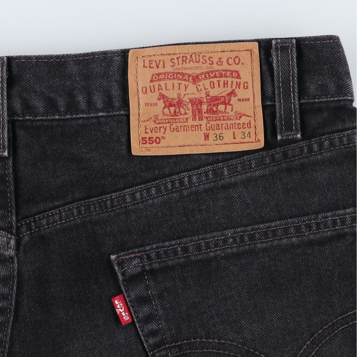90'S Levi's 550-0260 Relaxed Fit Tapered Black Denim Pants, Made in the USA, Men's Size 36 (Vintage) cotton black type Vintage Second Hand