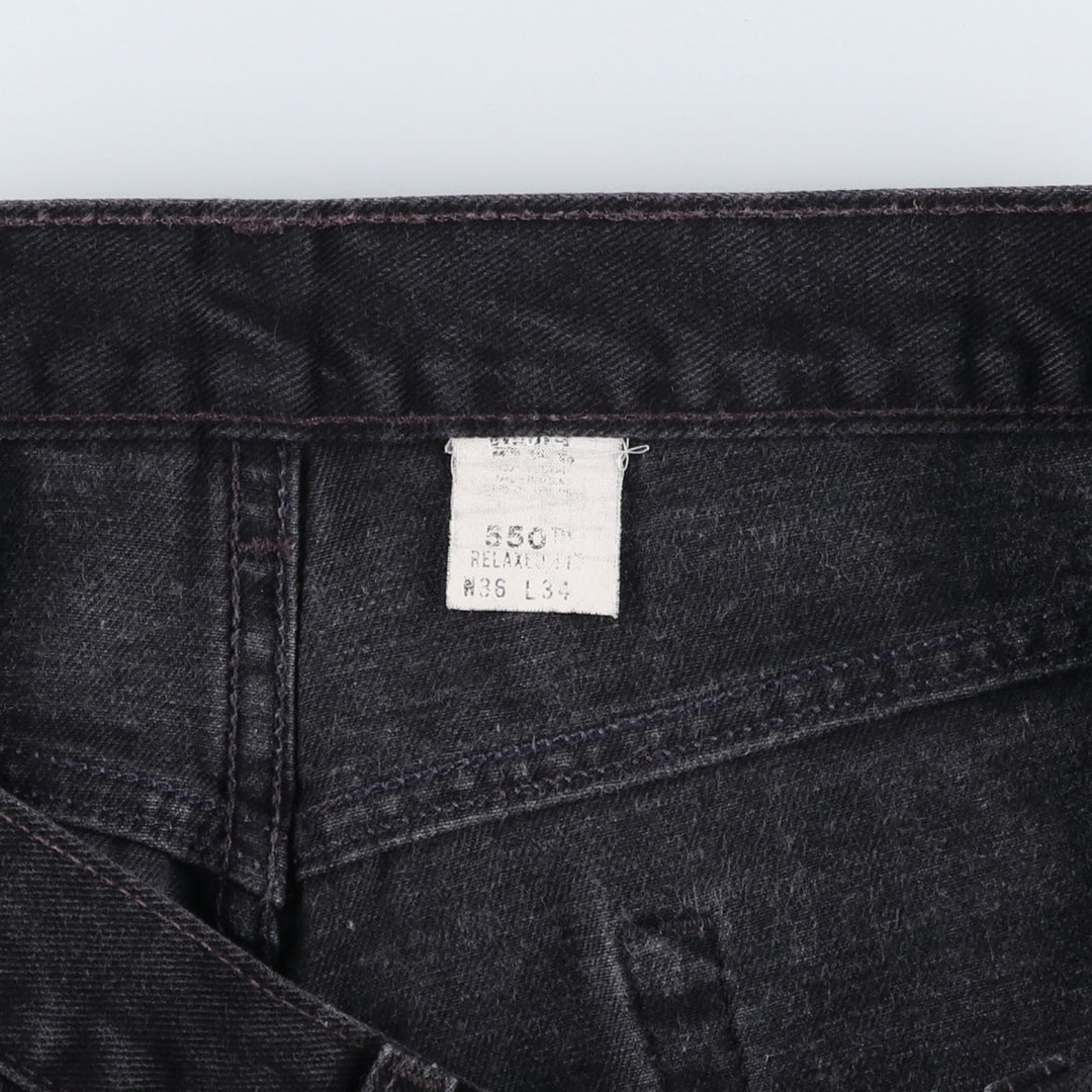 90'S Levi's 550-0260 Relaxed Fit Tapered Black Denim Pants, Made in the USA, Men's Size 36 (Vintage) cotton black type Vintage Second Hand
