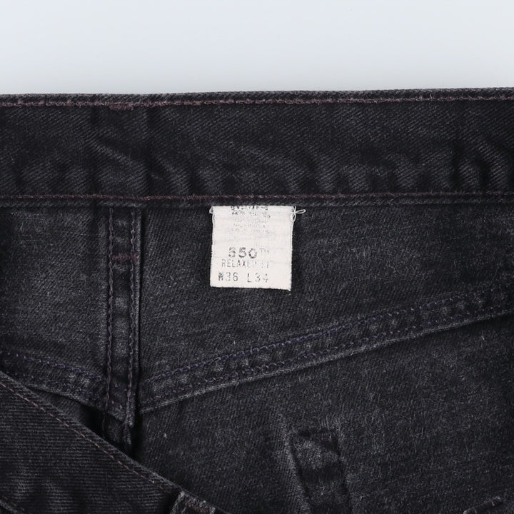 90'S Levi's 550-0260 Relaxed Fit Tapered Black Denim Pants, Made in the USA, Men's Size 36 (Vintage) cotton black type Vintage Second Hand