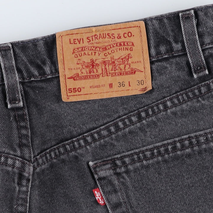 90'S Levi's 550-0260 Relaxed Fit Tapered Black Denim Pants, Made in the USA, Men's Size 35, Vintage cotton black type Vintage Second Hand