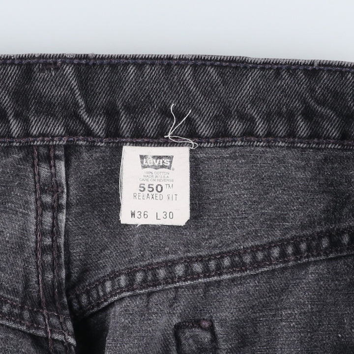90'S Levi's 550-0260 Relaxed Fit Tapered Black Denim Pants, Made in the USA, Men's Size 35, Vintage cotton black type Vintage Second Hand