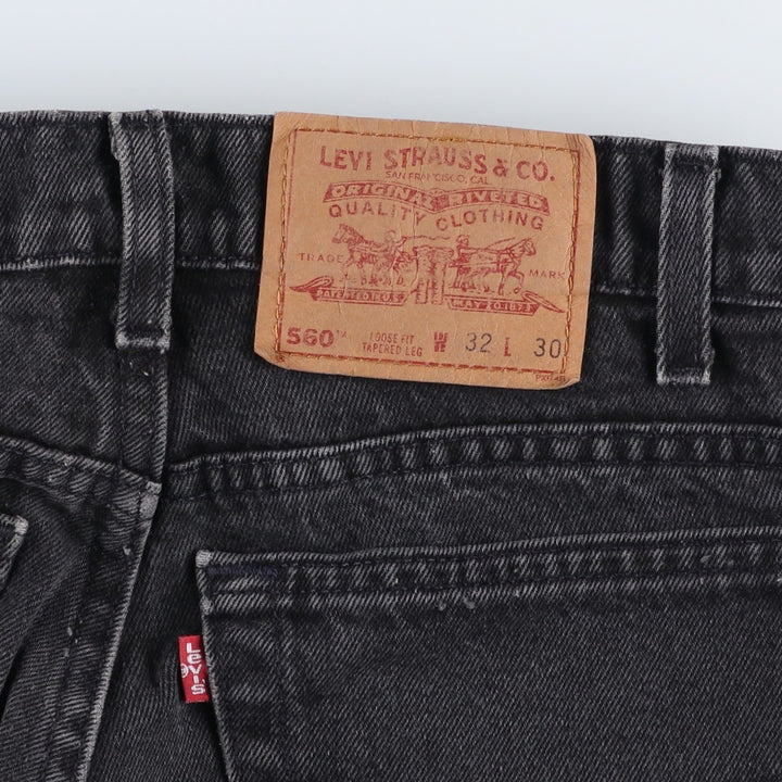 90'S Levi's 00560-0260 Loose Fit Tapered Leg Black Denim Pants, Made in USA, Men's Size W30 cotton black type Vintage Second Hand